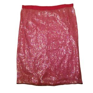 Night Vogue M Pink Silk Barbiecore Beaded Sequins Skirt Vintage Cosplay Costume